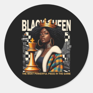 Black Queen Chess Empowerment Black Culture Costum Classic Round Sticker