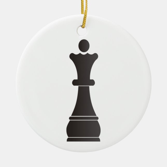 Black queen chess piece ceramic ornament (Front)