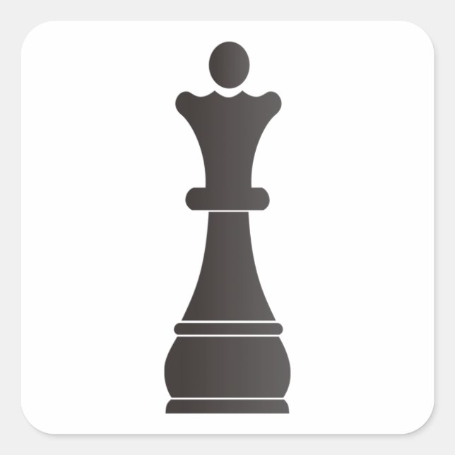 Black queen chess piece square sticker (Front)