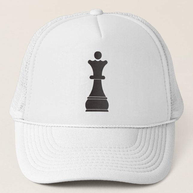 Black queen chess piece trucker hat (Front)