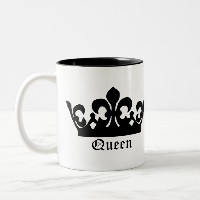 Black Queen Crown Two-Tone Coffee Mug (Left)