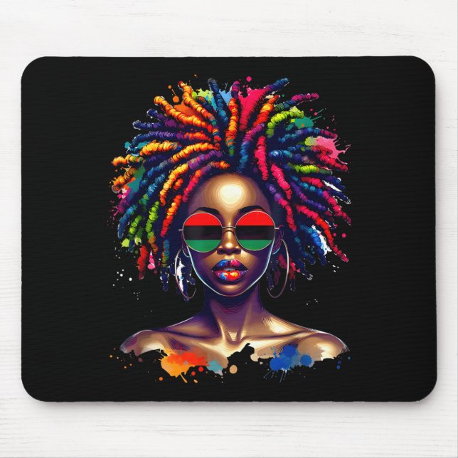 Black Queen Dripng Afro Melanin Black History Mont Mouse Pad (Front)