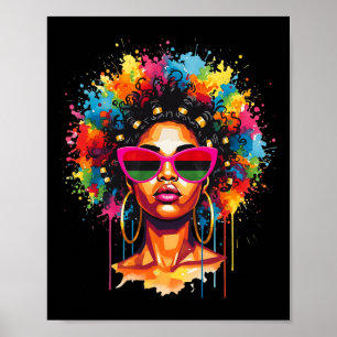 Black Queen Dripping Afro Melanin Black History Ju Poster