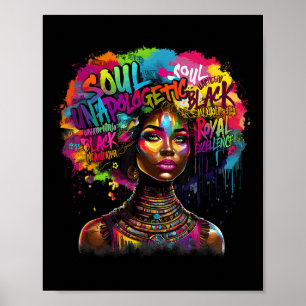 Black Queen Dripping Afro Melanin Black History Mo Poster