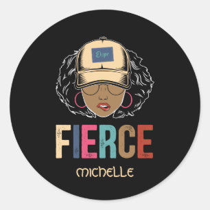 Black Queen Fierce Black Woman Classic Round Sticker