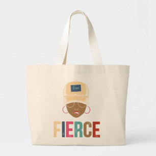 Black Queen   Fierce   Black Woman  Large Tote Bag