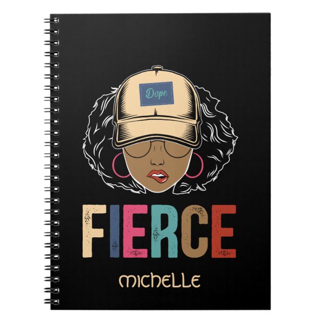 Black Queen | Fierce | Black Woman Notebook (Front)