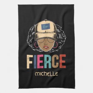 Black Queen   Fierce   Black Woman Tea Towel