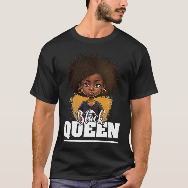 Black Queen For Proud African American Black Histo T-Shirt (Front)