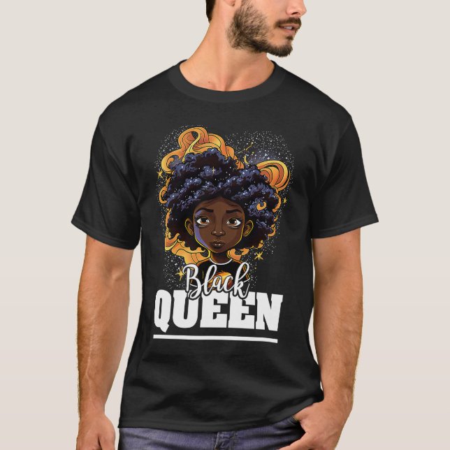 Black Queen For Proud African American Black Histo T-Shirt (Front)