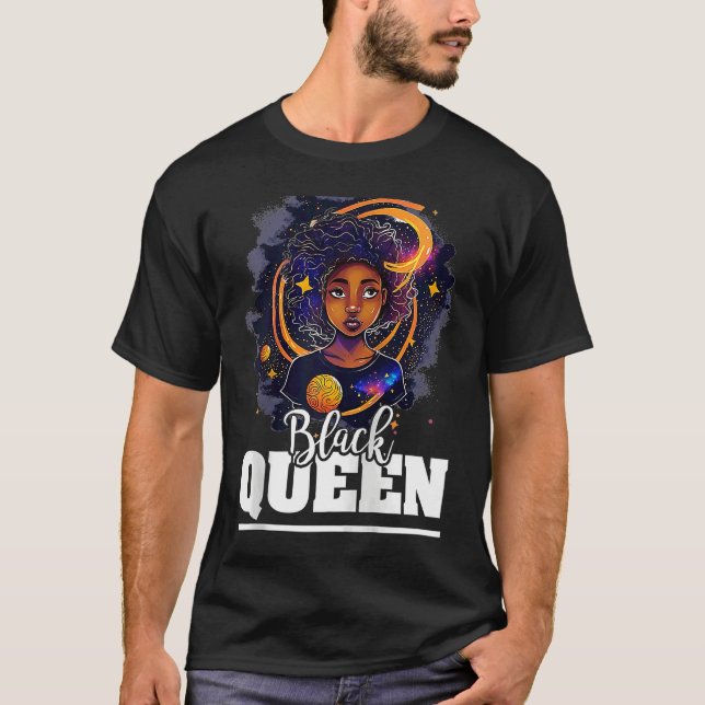 Black Queen For Proud African American Black Histo T-Shirt (Front)