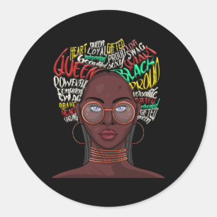 Black Queen For Women African American Natural Afr Classic Round Sticker
