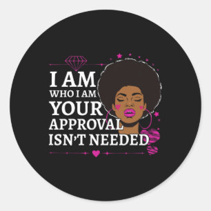 Black Queen Gifts Curly Natural Afro African Ameri Classic Round Sticker