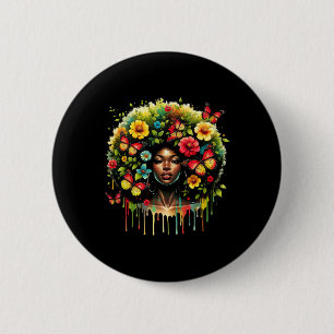 Black Queen Girl Afro Melanin Dripping Juneteenth 6 Cm Round Badge