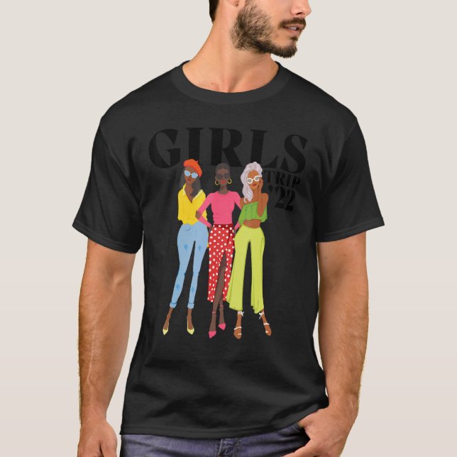 Black Queen Girls Trip Afro Women  Summer Vacation T-Shirt (Front)