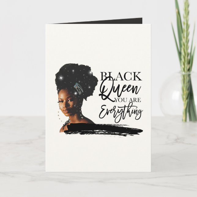 Black Queen Greeting Card, 5" x 7" Folded Card (Front)