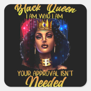 Black Queen Lady Curly Natural Afro African Americ Square Sticker
