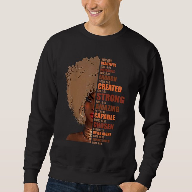 Black Queen Lady Curly Natural Afro African Americ Sweatshirt (Front)