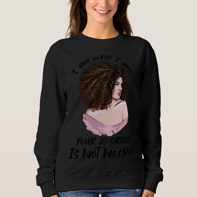 Black Queen Lady Curly Natural Afro African Americ Sweatshirt (Front)