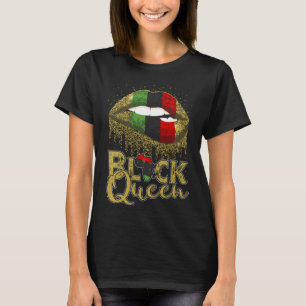 Black Queen Lips  Red Green African American Flag T-Shirt
