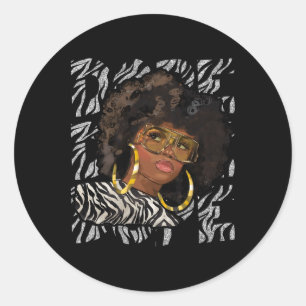 Black Queen Magic Afro Hair African American Love Classic Round Sticker