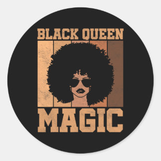 Black Queen Magic Black History Month Afro Hair Wo Classic Round Sticker