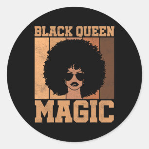 Black Queen Magic Black History Month Afro Hair Wo Classic Round Sticker