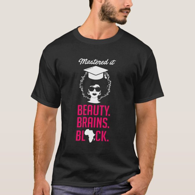 Black Queen Mastered It Masters Graduation T-Shirt (Front)
