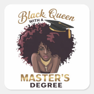 Black Queen Masters Degree Cute Graduation Gifts  Square Sticker