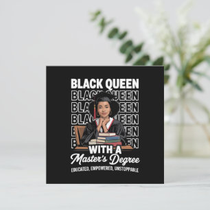 Black Queen Masters Degree Graduation Educated Invitation