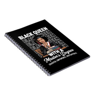 Black Queen Masters Degree Graduation Educated Notebook
