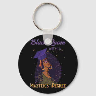 Black Queen Masters Degree Graduation Key Ring