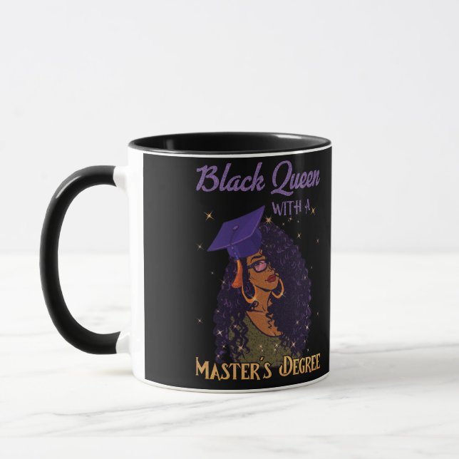 Black Queen Masters Degree Graduation Mug (Left)