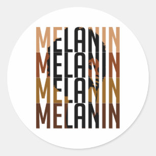 Black Queen Melanin Afro Women Retro Vintage Typog Classic Round Sticker