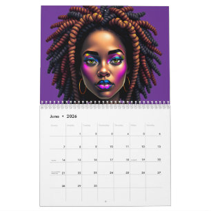 Black Queen Melanin Afrocentric Sista Dreads Locs Calendar
