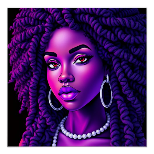 Black Queen Melanin Afrocentric Sista Dreads Locs Poster (Front)