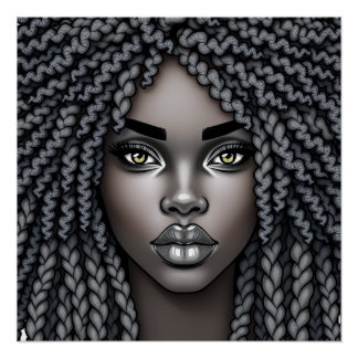 Black Queen Melanin Afrocentric Sista Dreads Locs Poster