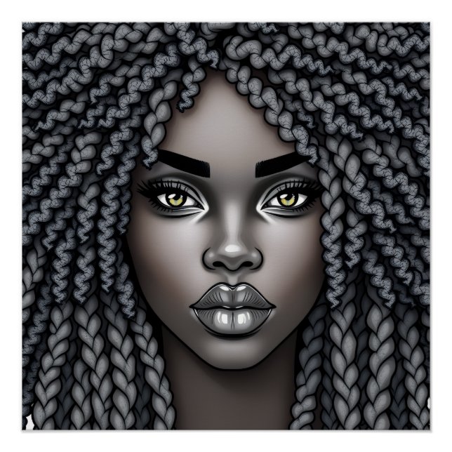 Black Queen Melanin Afrocentric Sista Dreads Locs Poster (Front)