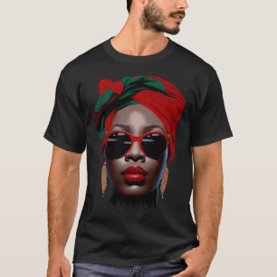 Black Queen Melanin Earrings Lips Cute Black Histo T-Shirt