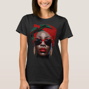 Black Queen Melanin Earrings Lips Cute Black Histo T-Shirt