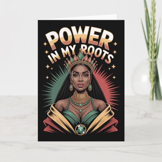 Black Queen Melanin History Juneteenth Pride Black Card (Front)