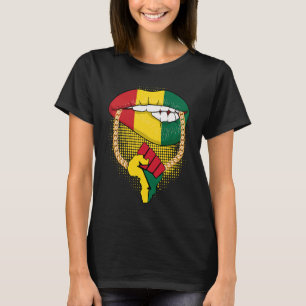 Black Queen Melanin Lips Africa Flag Pride BHM Bla T-Shirt
