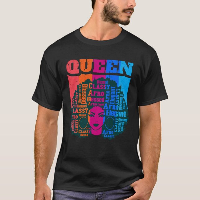 Black Queen Melanin Magic Sista Woman Queens Brown T-Shirt (Front)