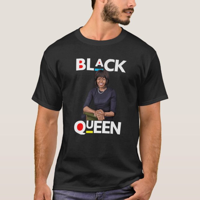 Black Queen Melanin Michelle Obama International W T-Shirt (Front)
