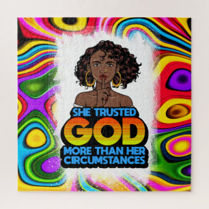 Black queen melanin poppin sista affirmation love jigsaw puzzle