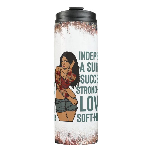 Black queen melanin poppin sista affirmation love thermal tumbler (Front)