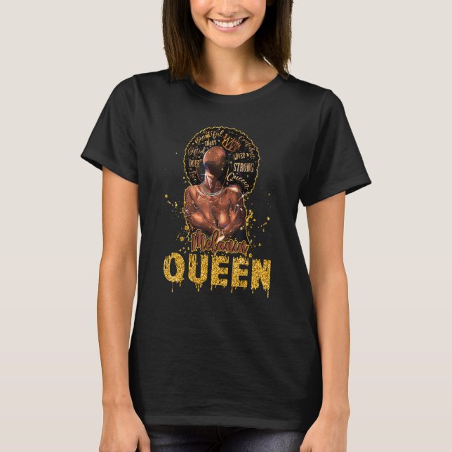 Black Queen Melanin Queen Proud Of Black Culture T-Shirt (Front)