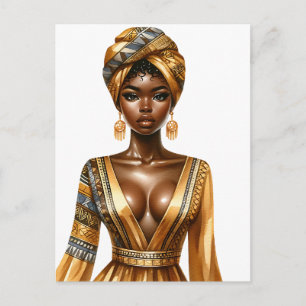 Black queen melanin Sista African American beautif Holiday Postcard