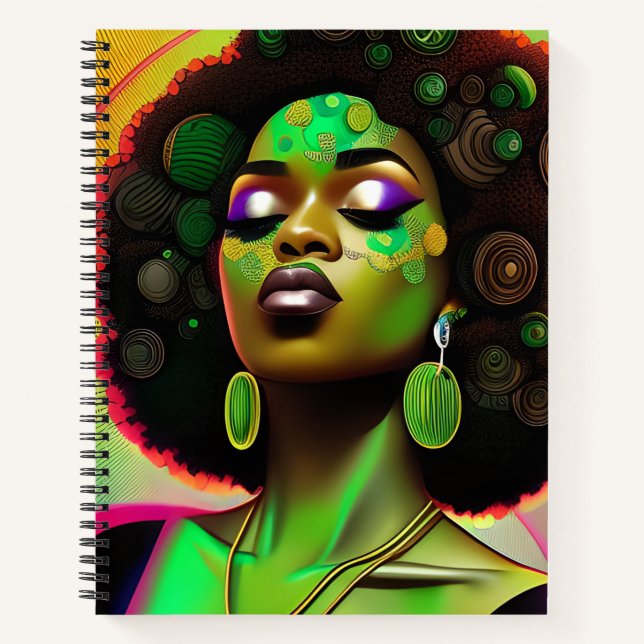Black queen melanin Sista African American woman Notebook (Front)