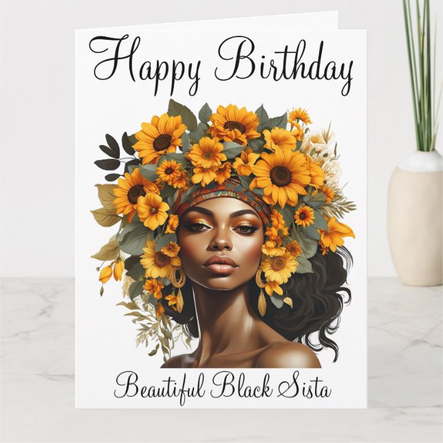 Black queen melanin sista birthday love card (Front)